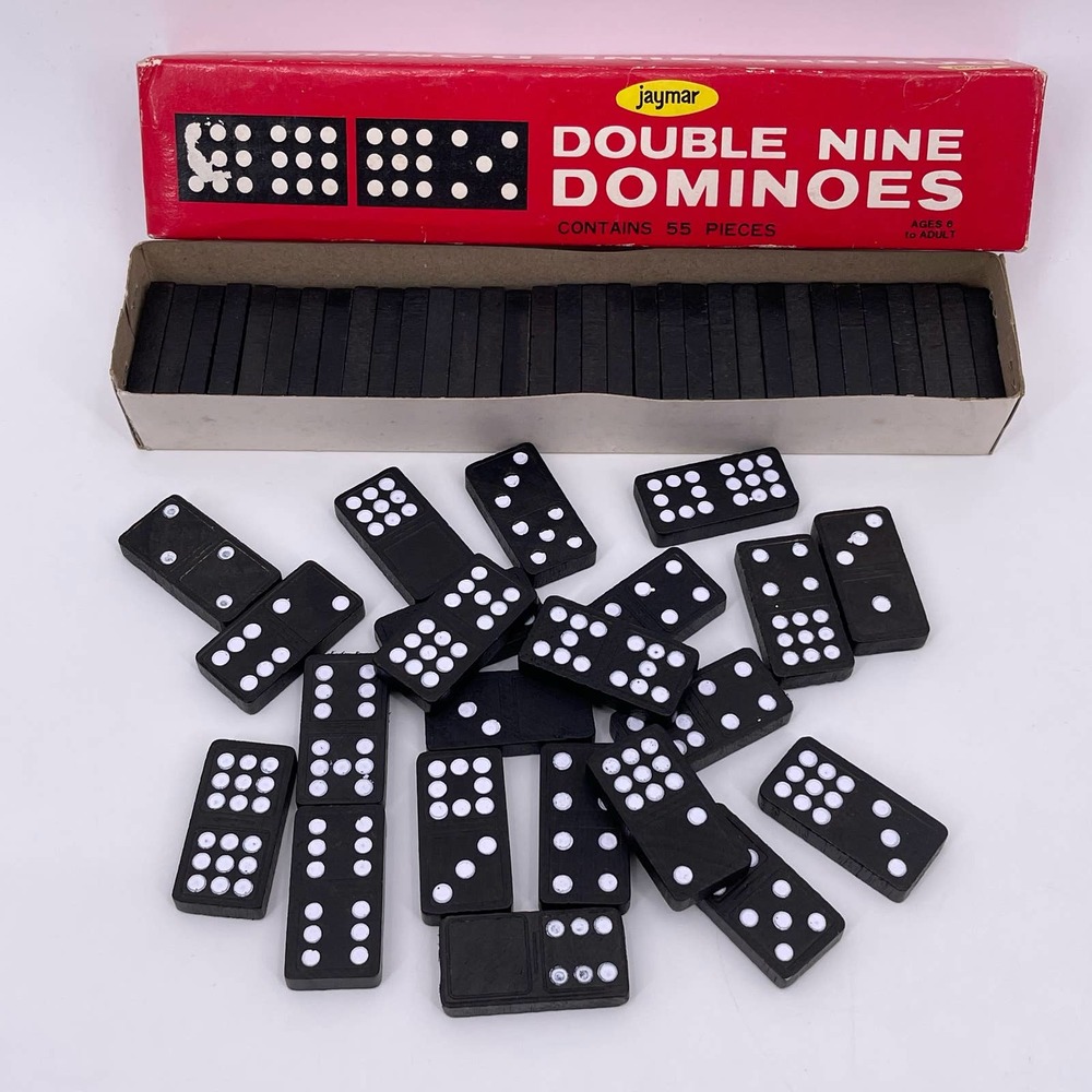 Jaymar 55 Double Nine Dominoes Item #8288 Complete Vintage Set Taiwan Ages 6+